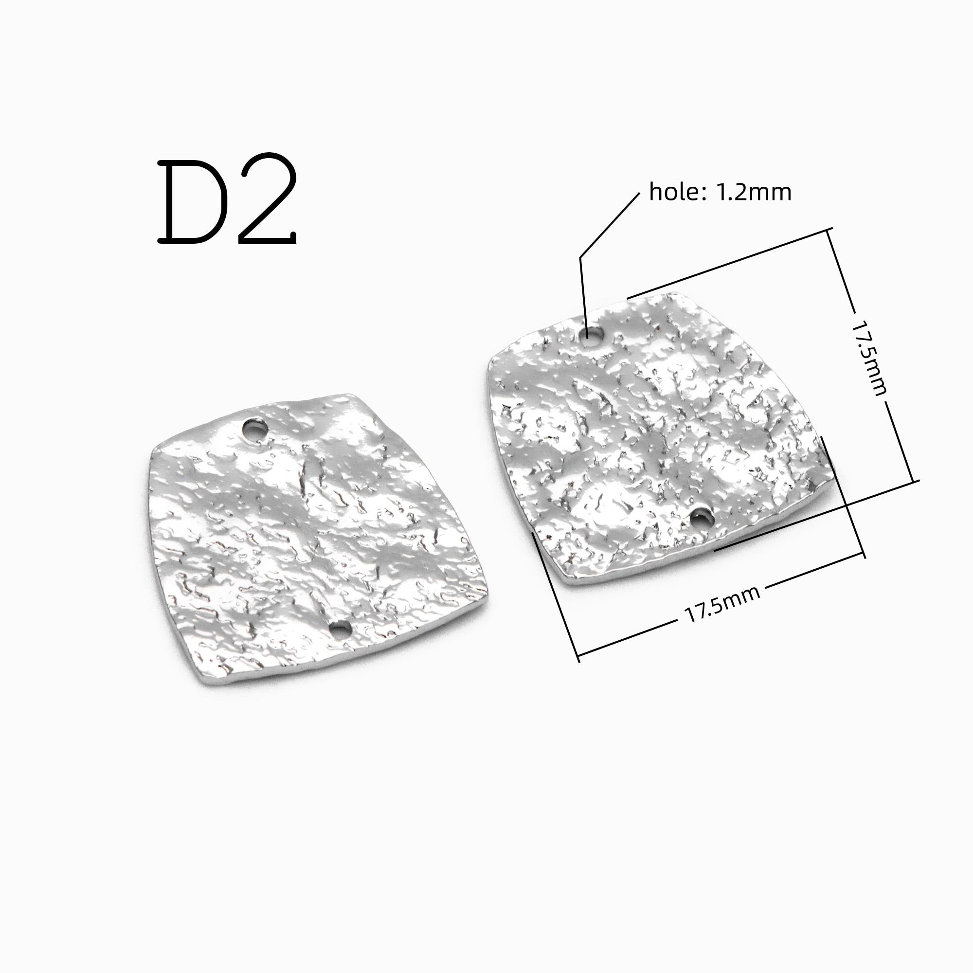 10pcs Gold/ Silver Tone Hammered Charm Connectors, Gold/ Rhodium plated Brass, Rustic Geometric Pendents (GB-1422)