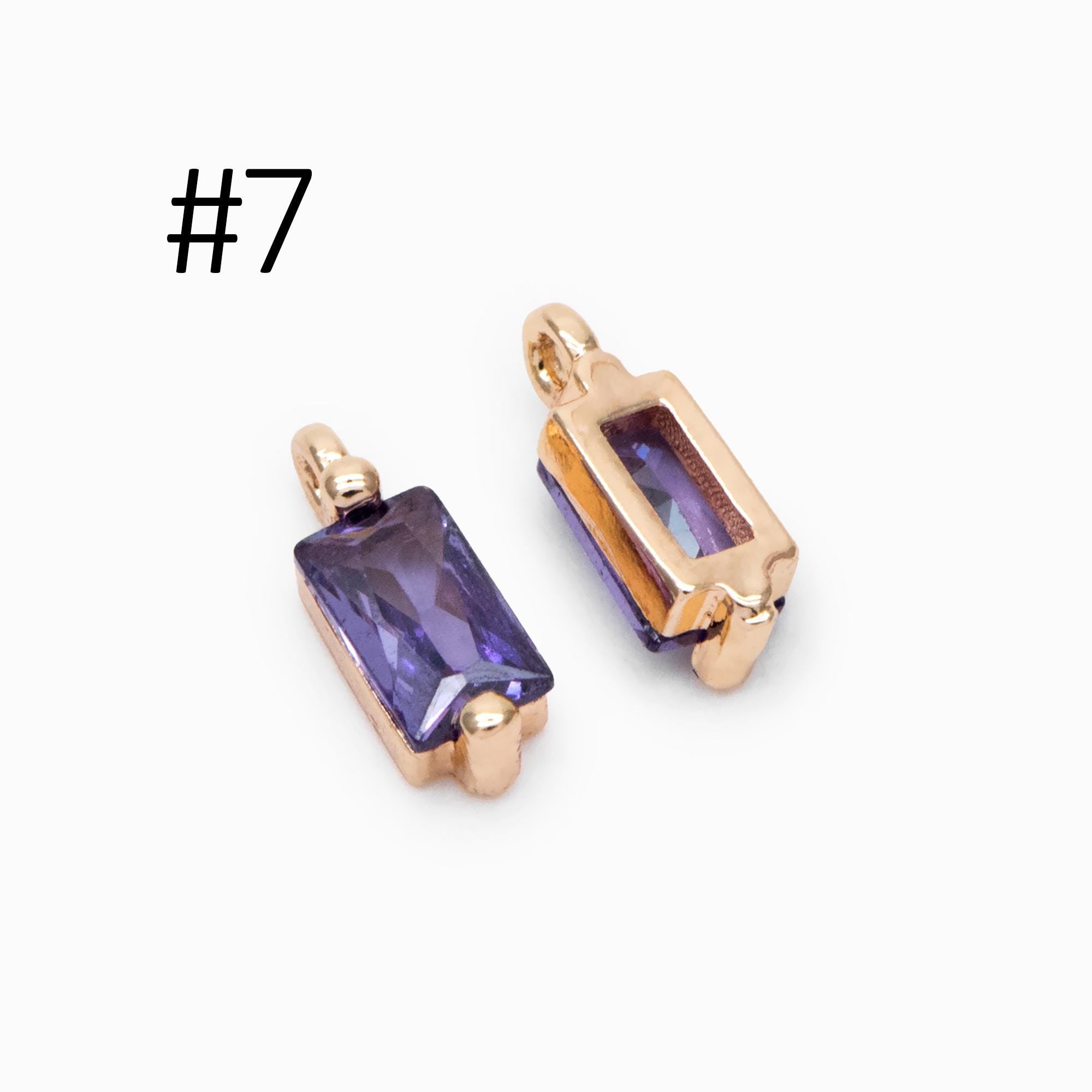 10pcs Glass Pave Gold Rectangle Charm, Earring Findings, Jewelry Making, Jewelry Supplies (GB-3126)