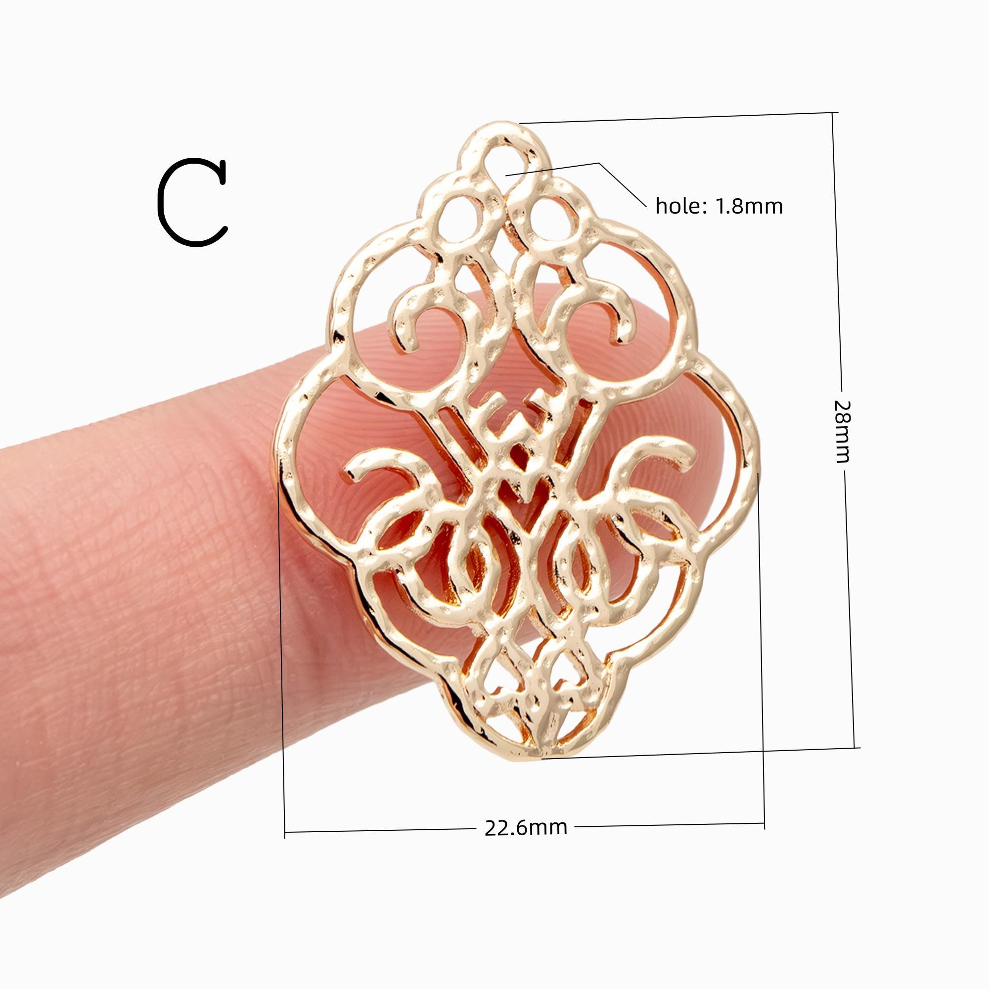 10pcs Gold plated Brass Filigree Charm Pendants, Earring Findings, Jewelry Making, Diy Material, Jewelry Supplies (GB-890)