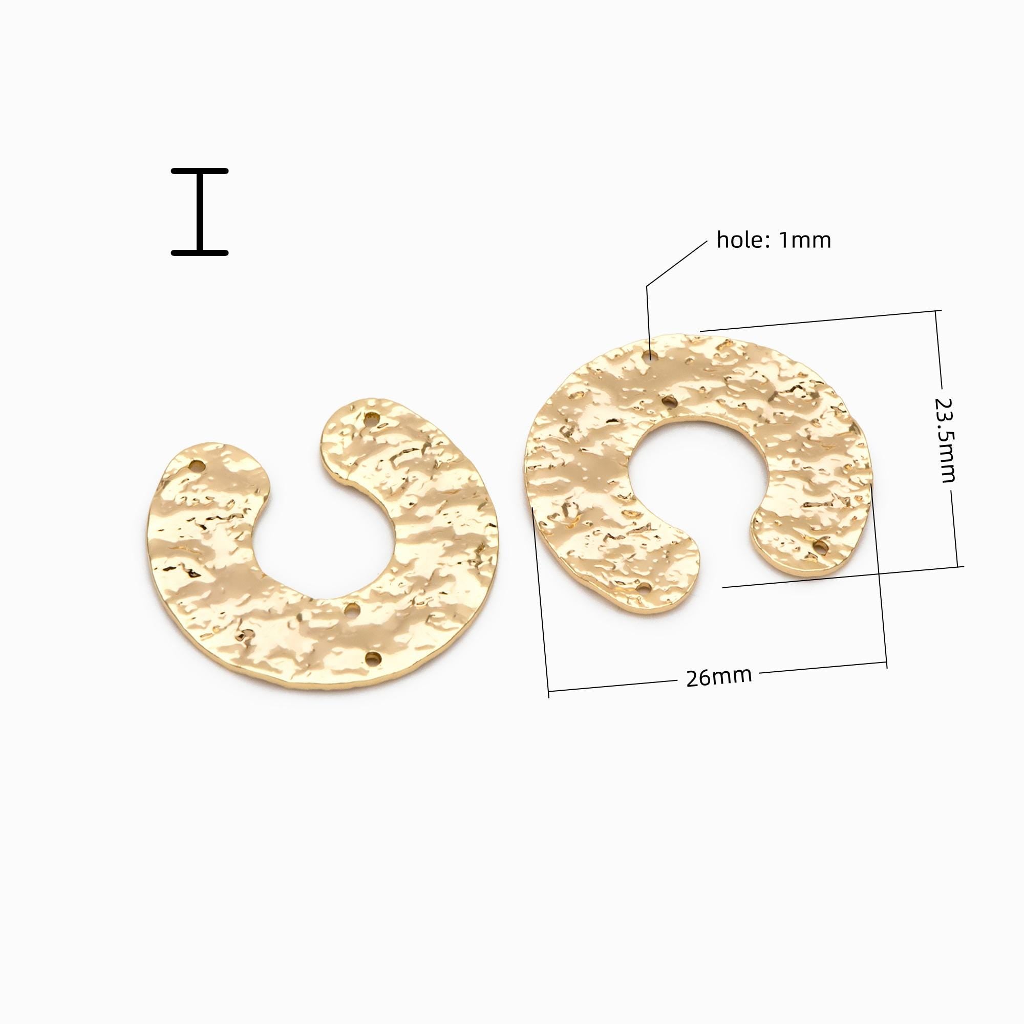 10pcs Gold/ Silver Tone Hammered Charm Connectors, Gold/ Rhodium plated Brass, Rustic Geometric Pendents (GB-1422)