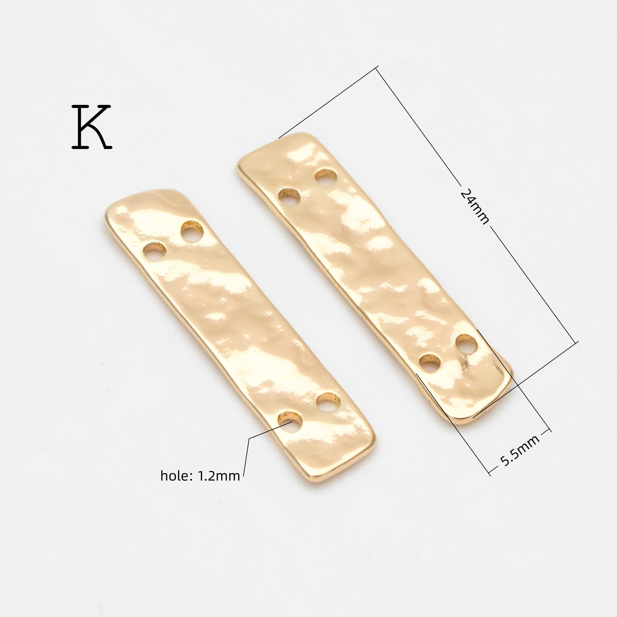 10pcs Gold/ Silver Tone Hammered Charm Connectors, Gold/ Rhodium plated Brass, Rustic Geometric Pendents (GB-1422)
