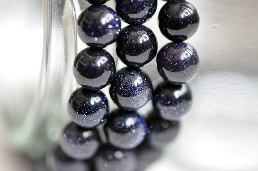 Smooth Round Blue Sand Natural Stone Beads 3/4/6/8/10/12mm Multi-Size (V6018)