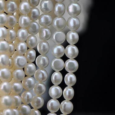 Freshwater Button Pearl 8mm /10mm, White Fresh Water Round Coin Pearl Beads -(PL03)/ Full strand
