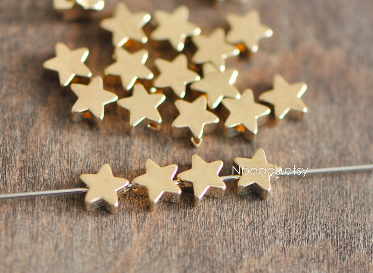 10pcs Gold/ Silver Tone Star Beads, Gold/ Rhodium plated Brass Star Spacer Beads 5/ 6/ 8mm (GB-016)