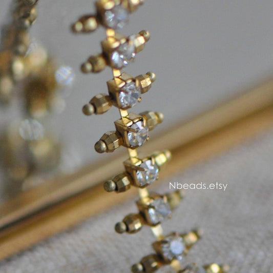 Brass Rhinestone Bead Chain 11mm, Unplated Brass Designer Crystal Chain (#LK-028)/ 1 meter
