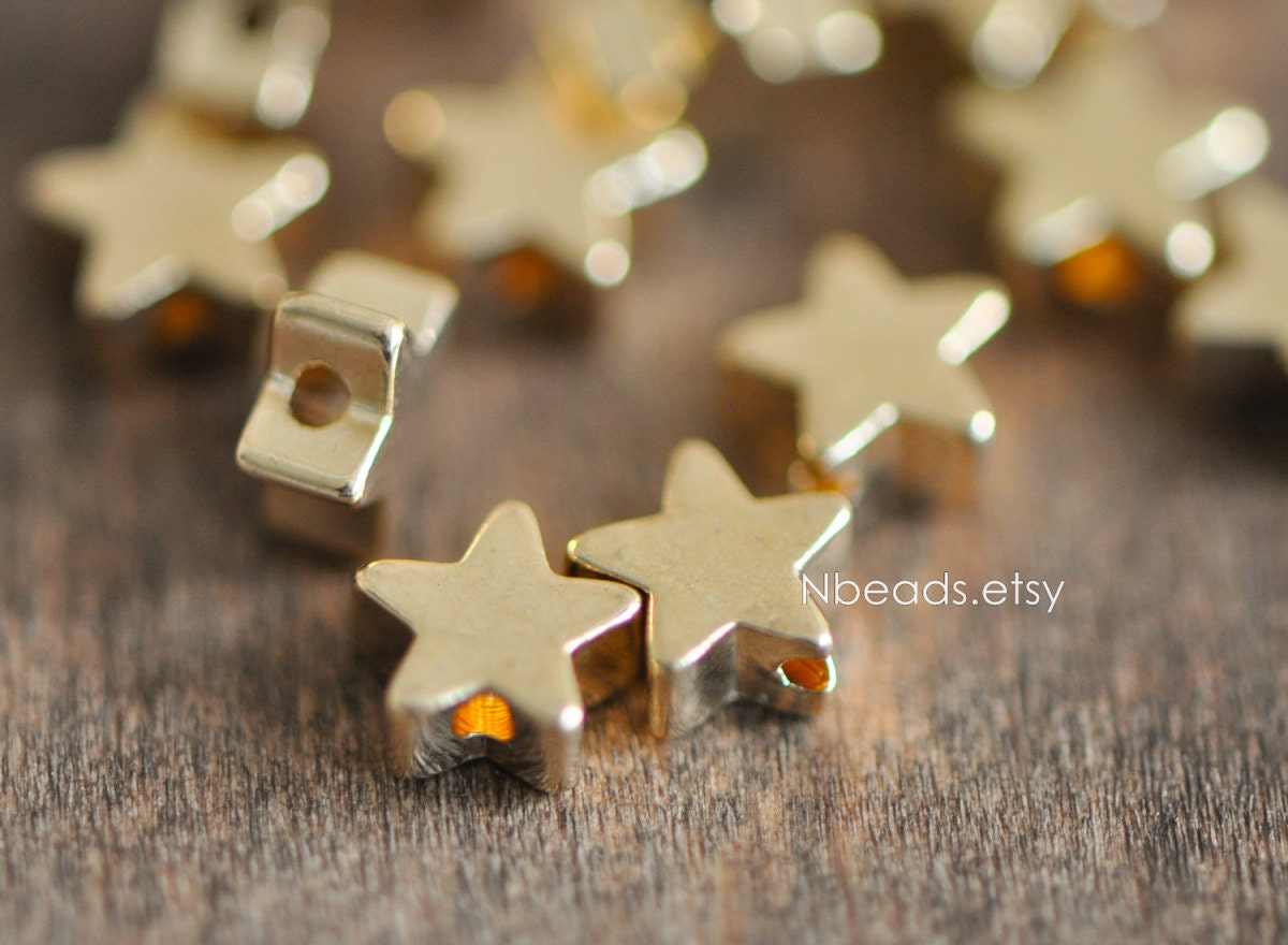 10pcs Gold/ Silver Tone Star Beads, Gold/ Rhodium plated Brass Star Spacer Beads 5/ 6/ 8mm (GB-016)