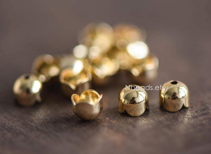 20pcs Gold Floral Bead Caps 6x5/ 7x7mm, Gold plated Brass, Lead Nickel Free (GB-054)