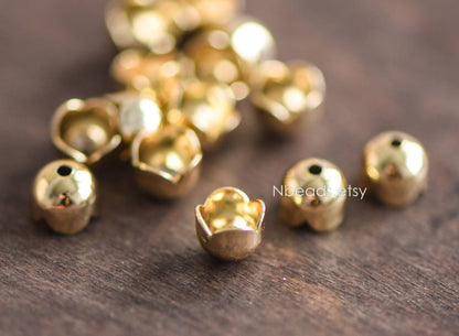 20pcs Gold Floral Bead Caps 6x5/ 7x7mm, Gold plated Brass, Lead Nickel Free (GB-054)