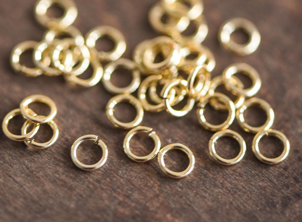 100pcs Real Gold plated Brass Open Jump Rings, 3-8mm by 0.7-0.8mm(20-21 Gauge), Multi Size Split Jump Rings Wholesale (GB-049)