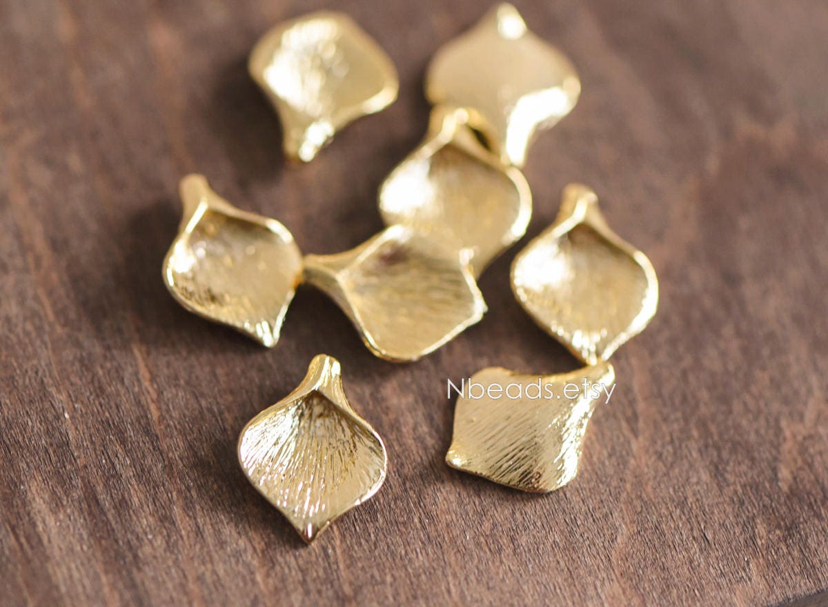 10pcs Gold plated Brass Calla Lily Bead Charms 17mm, Lead Nickel Free (GB-063)