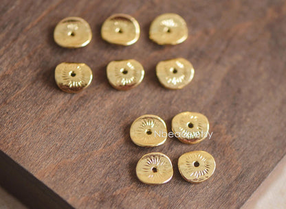 10pcs Gold Coin Saucer Spacer Beads 6/10mm (GB-064)