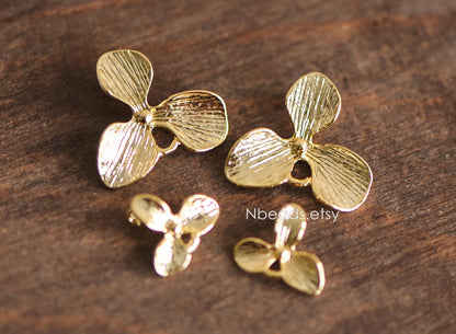 10pcs Gold plated Brass Flower Charm Connectors 10mm/ 16mm (GB-4391-G)