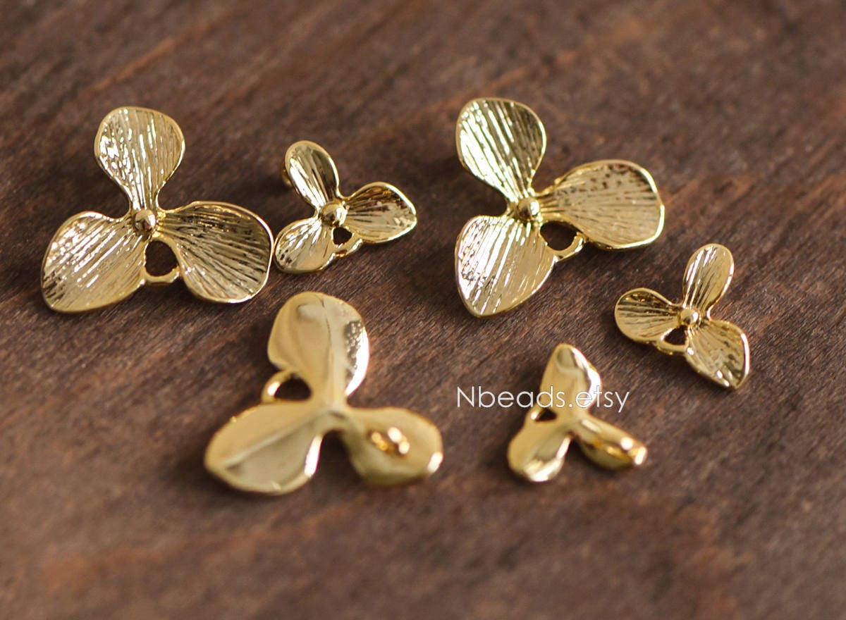 10pcs Gold plated Brass Flower Charm Connectors 10mm/ 16mm (GB-4391-G)