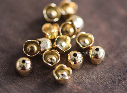 20pcs Gold Floral Bead Caps 6x5/ 7x7mm, Gold plated Brass, Lead Nickel Free (GB-054)