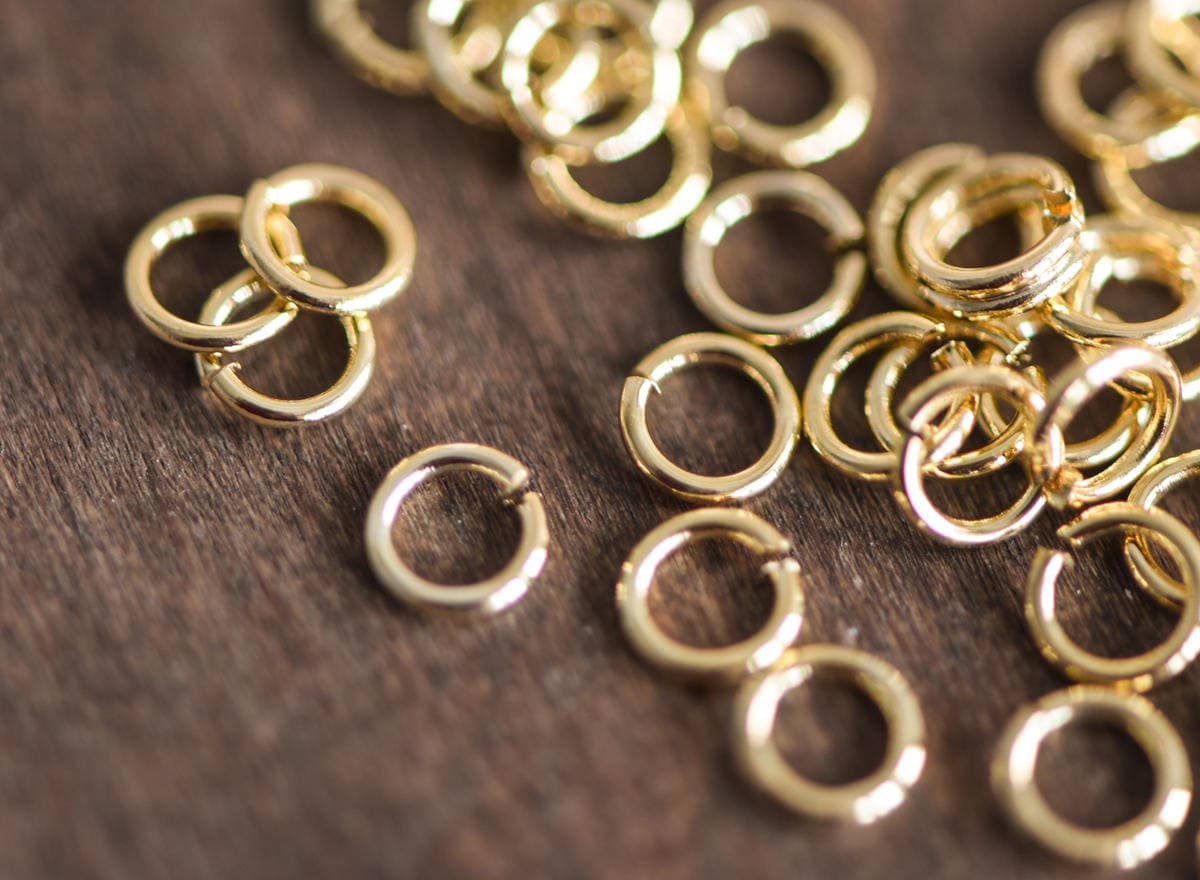 100pcs Real Gold plated Brass Open Jump Rings, 3-8mm by 0.7-0.8mm(20-21 Gauge), Multi Size Split Jump Rings Wholesale (GB-049)