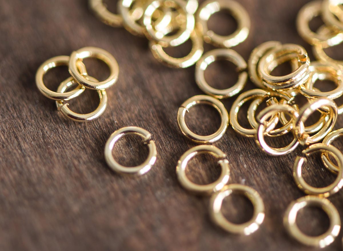 100pcs Real Gold plated Brass Open Jump Rings, 3-8mm by 0.7-0.8mm(20-21 Gauge), Multi Size Split Jump Rings Wholesale (GB-049)