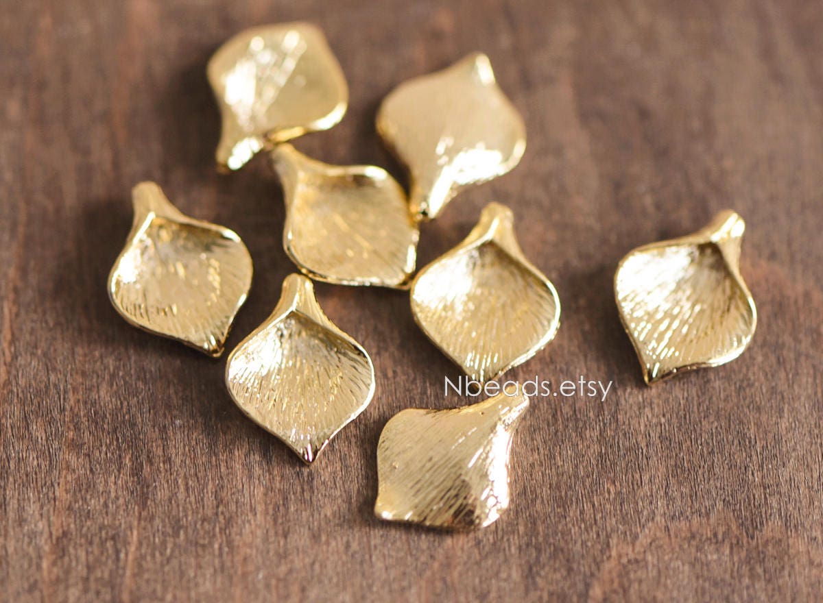 10pcs Gold plated Brass Calla Lily Bead Charms 17mm, Lead Nickel Free (GB-063)