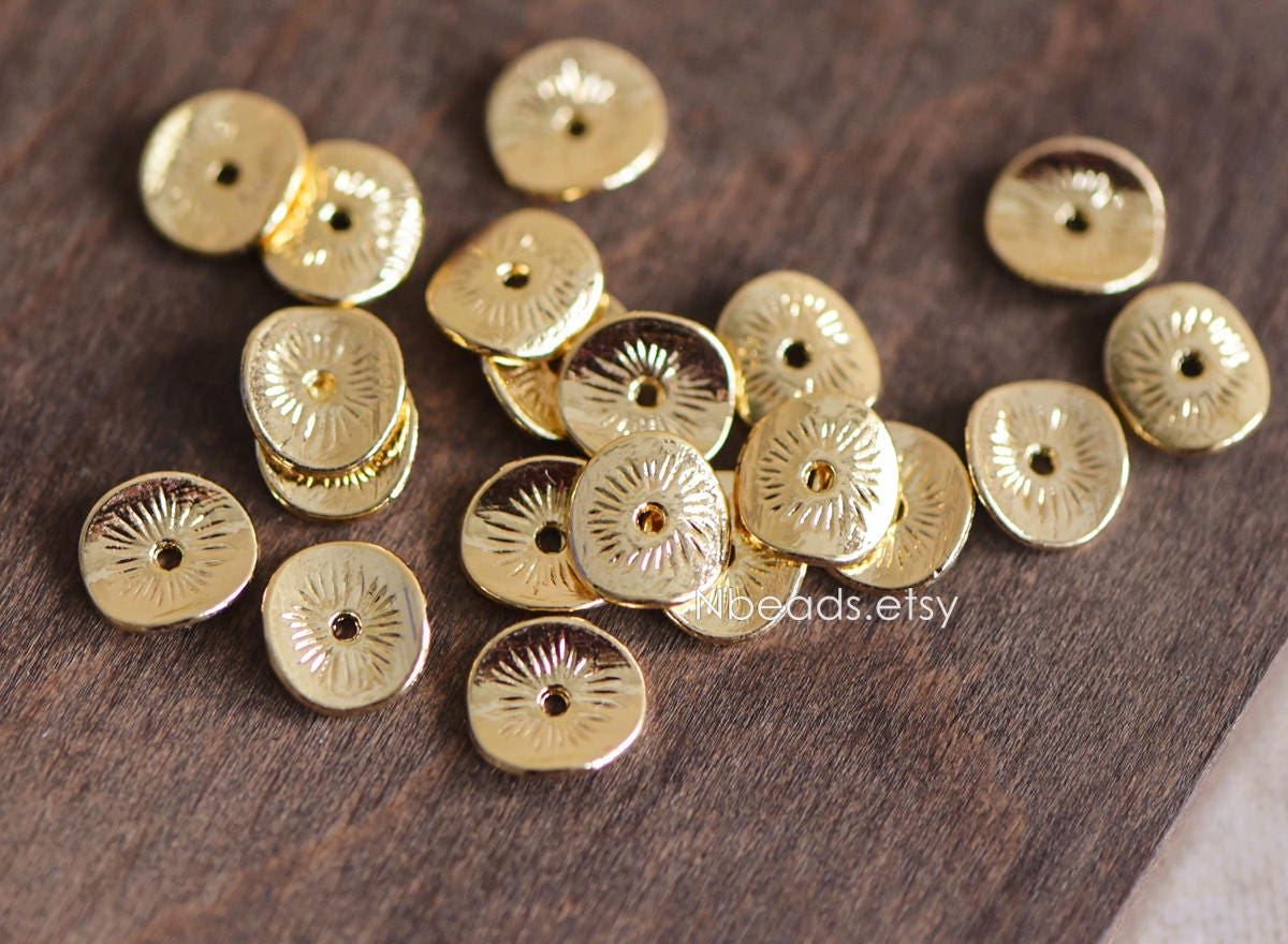 10pcs Gold Coin Saucer Spacer Beads 6/10mm (GB-064)