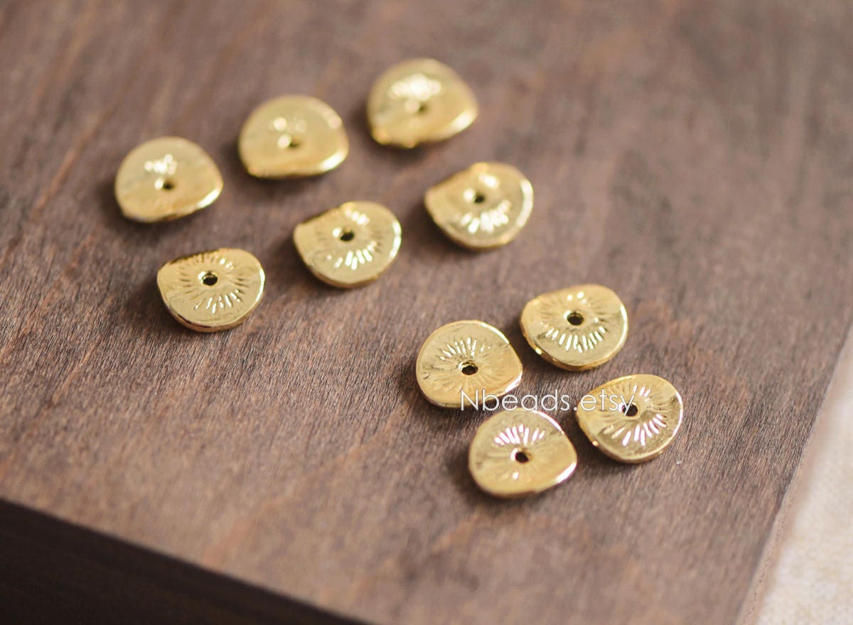 10pcs Gold Coin Saucer Spacer Beads 6/10mm (GB-064)
