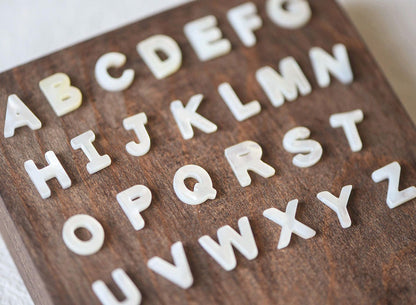 White Mother of Pearl Alphabet Beads, MOP Shell Letter Charms 10mm, You Choose Letter -(V1303)