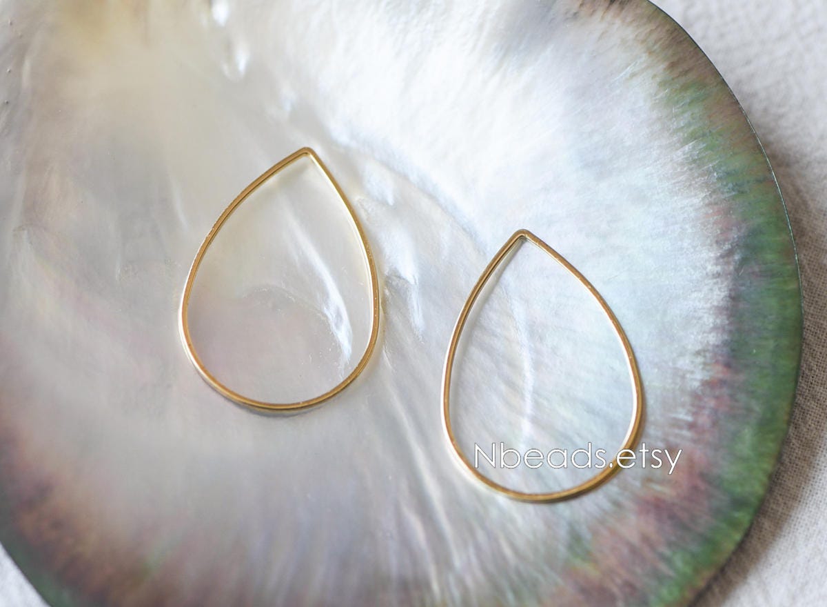 10pcs Gold/ Silver/ Rose Gold Teardrop Link Connector Charms 32/ 38mm, Gold/ Rhodium plated Brass Geometric Shape Pendants (GB-097)