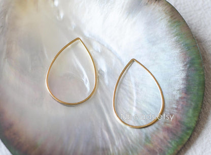 10pcs Gold/ Silver/ Rose Gold Teardrop Link Connector Charms 32/ 38mm, Gold/ Rhodium plated Brass Geometric Shape Pendants (GB-097)