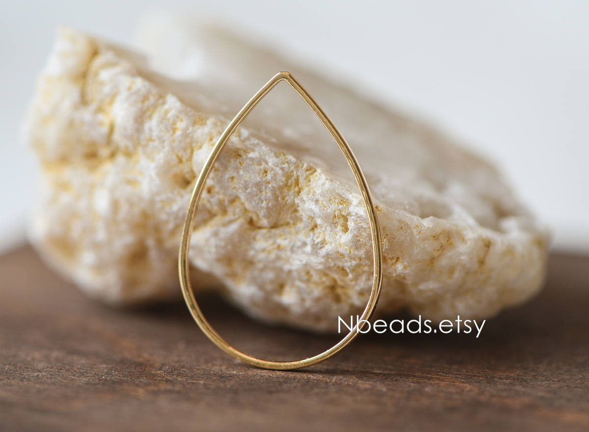 10pcs Gold/ Silver/ Rose Gold Teardrop Link Connector Charms 32/ 38mm, Gold/ Rhodium plated Brass Geometric Shape Pendants (GB-097)