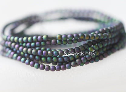 Frosted Round Glass beads 2mm, Sparkly Multi Matte Colors (GM-021)/ 200 beads