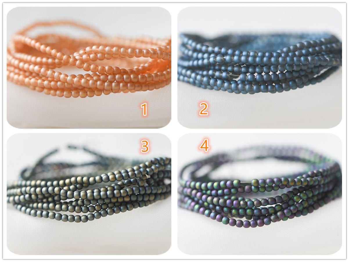 Frosted Round Glass beads 2mm, Sparkly Multi Matte Colors (GM-021)/ 200 beads