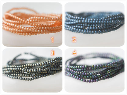 Frosted Round Glass beads 2mm, Sparkly Multi Matte Colors (GM-021)/ 200 beads