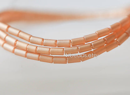 90pcs Frosted Tube Glass beads 5x3mm, Sparkly Multi Matte Colors (GM-022)