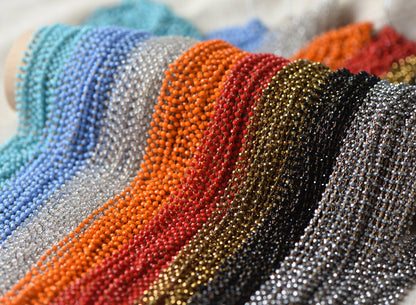 Crystal Glass Rondelle Bead Chain 3mm Thin, Unplated Raw Brass Beaded Chains, Multi Colors (#LK-039)/ 1 Meter=3.3ft