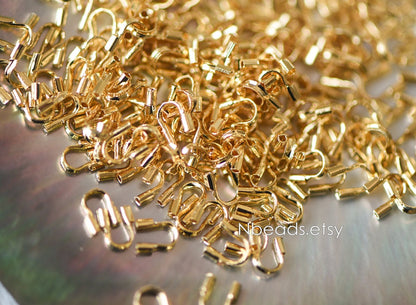 50pcs Gold/ Silver tone Wire Guardians 4.5mm, Gold/ Rhodium Plated Brass Thread Protectors (GB-092)