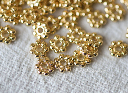 20pcs Gold Coin Spacer Beads 5.5mm, Gold plated Brass Flower Saucer Beads (GB-093)