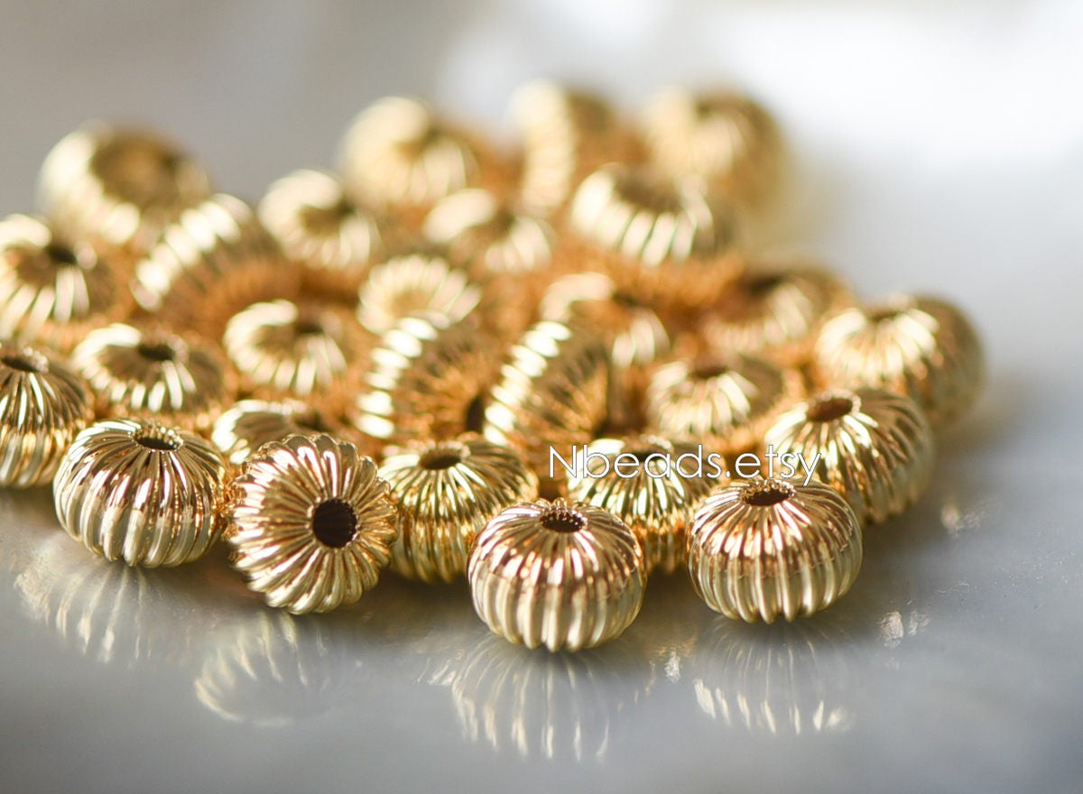 Gold plated Brass Rondelle Beads, Melon Spacer Beads 4/ 6/ 8mm, lead nickel free (GB-099)