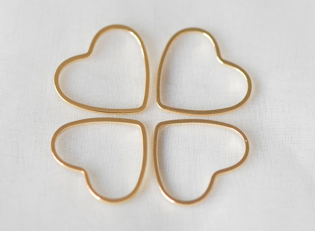 10pcs Gold/ Silver Heart Link Connector Charms 21mm, Real Gold/ Rhodium plated Brass Geometric Pendants (GB-101)