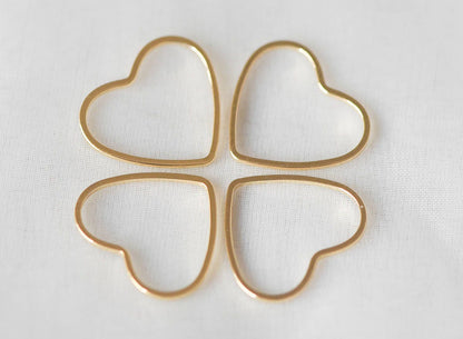 10pcs Gold/ Silver Heart Link Connector Charms 21mm, Real Gold/ Rhodium plated Brass Geometric Pendants (GB-101)