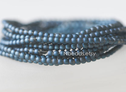 Frosted Round Glass beads 2mm, Sparkly Multi Matte Colors (GM-021)/ 200 beads