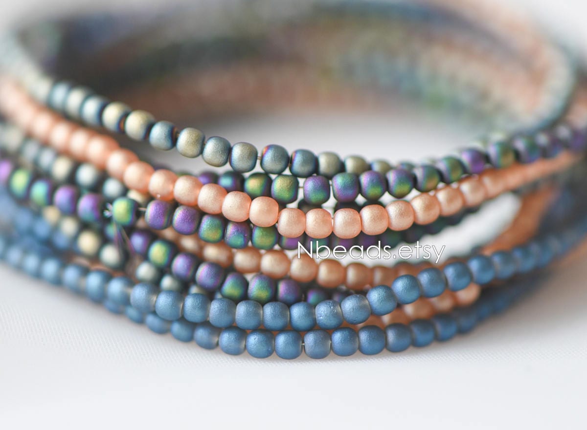 Frosted Round Glass beads 2mm, Sparkly Multi Matte Colors (GM-021)/ 200 beads