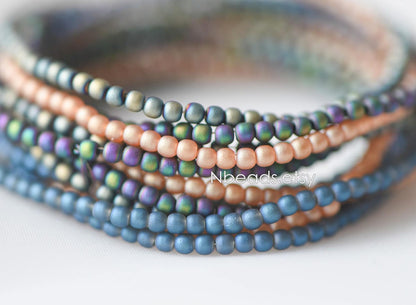 Frosted Round Glass beads 2mm, Sparkly Multi Matte Colors (GM-021)/ 200 beads