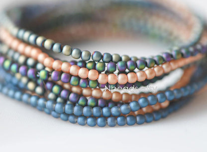 Frosted Round Glass beads 2mm, Sparkly Multi Matte Colors (GM-021)/ 200 beads
