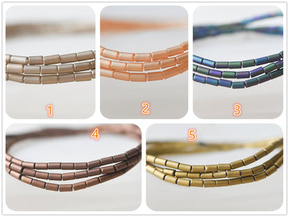 90pcs Frosted Tube Glass beads 5x3mm, Sparkly Multi Matte Colors (GM-022)