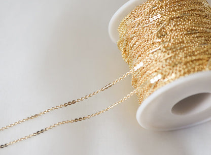 Gold plated Brass Cable Chains, 1.2/ 1.7/ 2/ 2.7mm Thin, Delicate Link Chains (#LK-104)/ 1 Meter=3.3 ft
