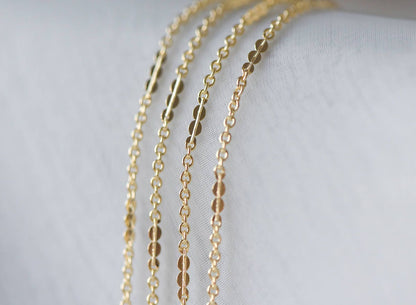Gold plated Brass Cable Chains, 1.2/ 1.7/ 2/ 2.7mm Thin, Delicate Link Chains (#LK-104)/ 1 Meter=3.3 ft