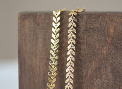 Gold plated Brass Chevron Chain 6.5mm, Decorative Arrow Chain, Herringbone Designer Chain (#LK-103)/ 1 Meter=3.3ft