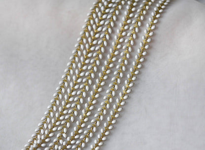 White Enamel Brass Arrow Chain 6mm, Flat Chevron Chain, Herringbone Fish bone Designer Chain (#LK-048-1)/ 1 Meter=3.3ft