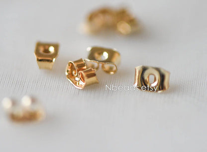 20pcs Gold plated Brass Ear Nuts, Earring Back Stoppers 5mm/ 7mm, Jewelry Findings Wholesale (#GB-142)
