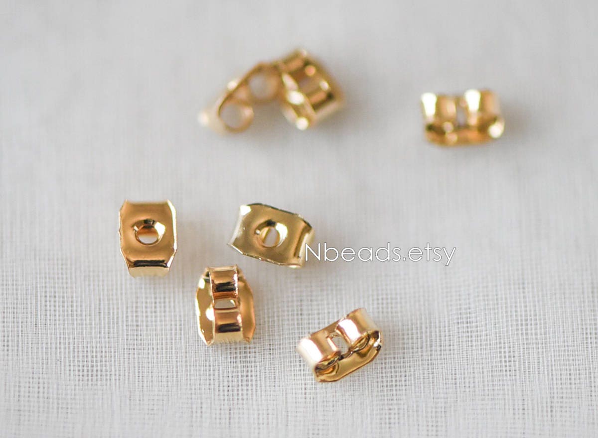 20pcs Gold plated Brass Ear Nuts, Earring Back Stoppers 5mm/ 7mm, Jewelry Findings Wholesale (#GB-142)