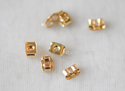 20pcs Gold plated Brass Ear Nuts, Earring Back Stoppers 5mm/ 7mm, Jewelry Findings Wholesale (#GB-142)