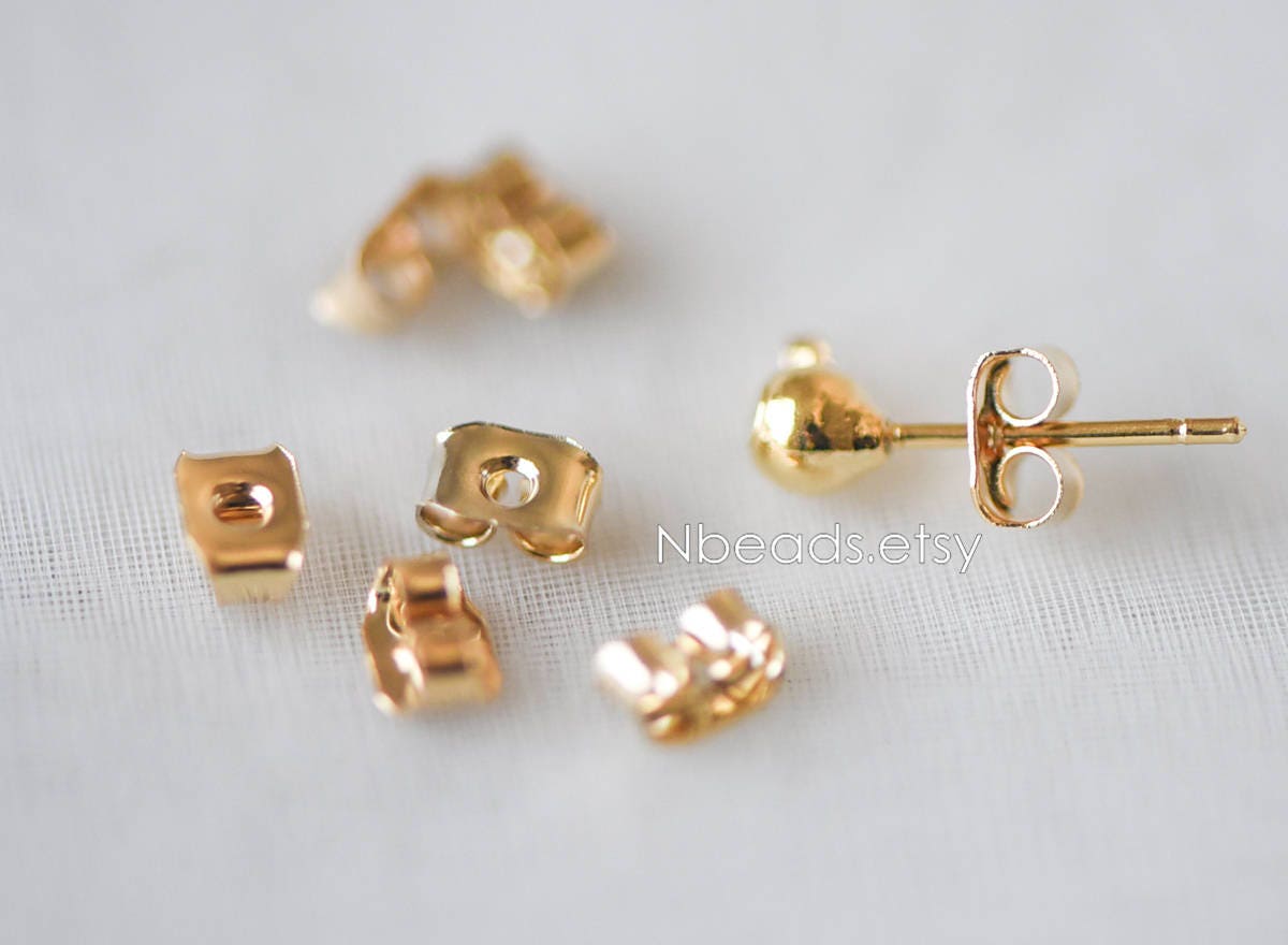 20pcs Gold plated Brass Ear Nuts, Earring Back Stoppers 5mm/ 7mm, Jewelry Findings Wholesale (#GB-142)